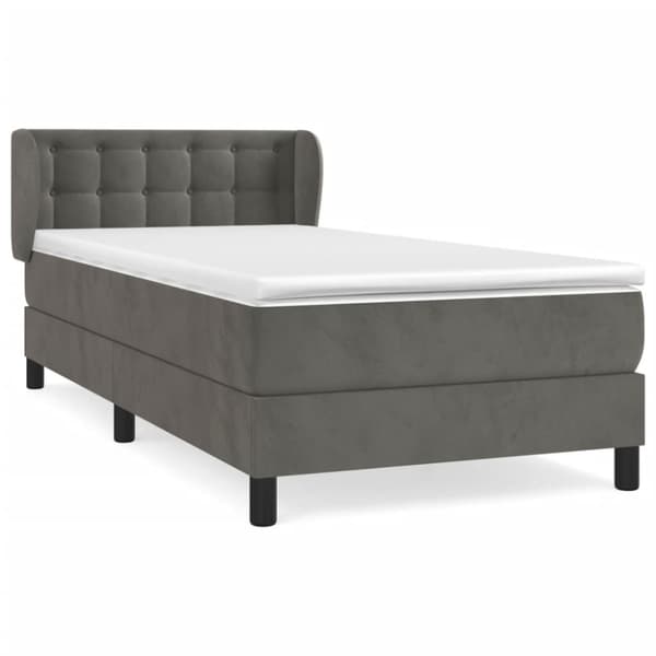 Ramsäng med madrass mörkgrå 90x200 cm sammet