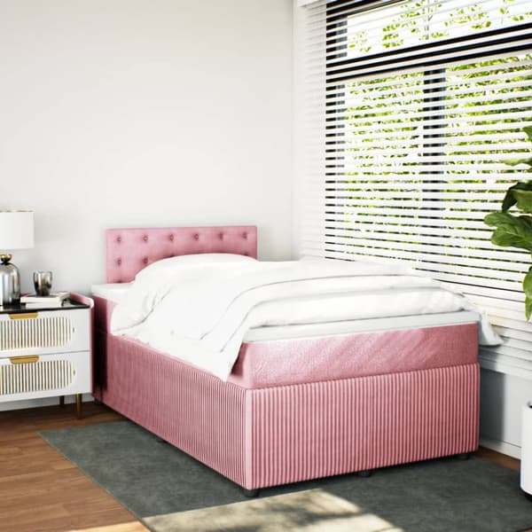 Ramsäng med madrass rosa 120x190 cm sammet