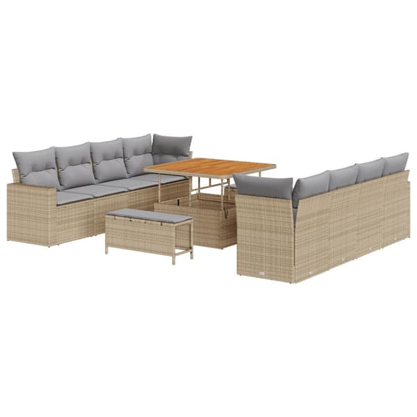 Trädgårdsoffset 11 pcs Beige konstrotting