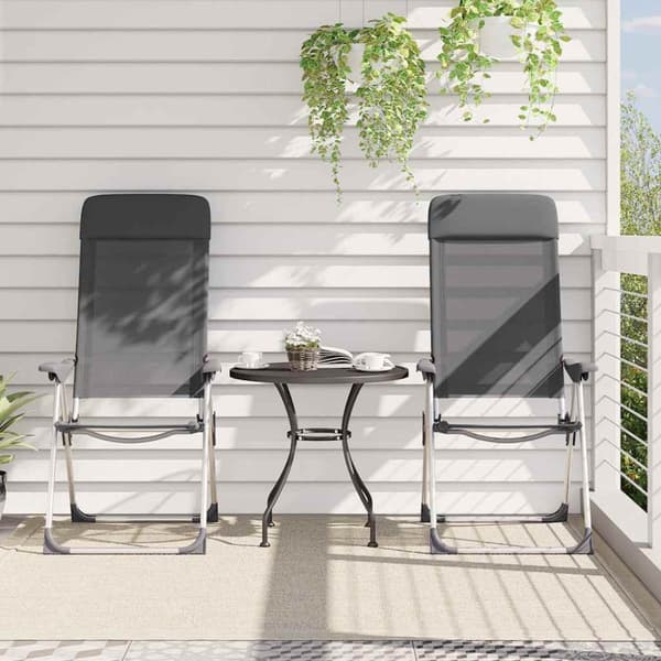 Hopfällbara campingstolar 4 st aluminium grå