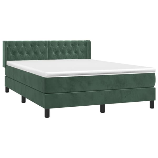 Ramsäng med madrass mörkgrön 140x190 cm sammet