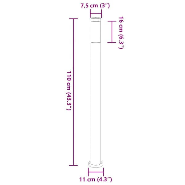 Pollare 110 cm rostfritt stål IP44