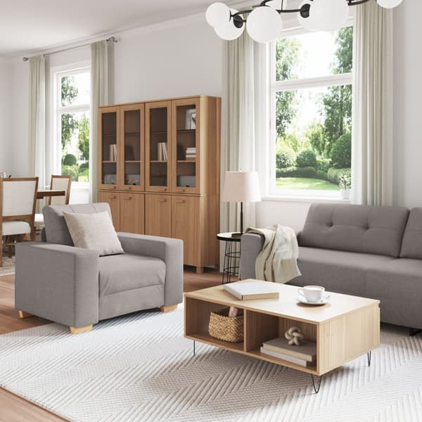 Soffa 3 st Taupe Linnenblandad tyg
