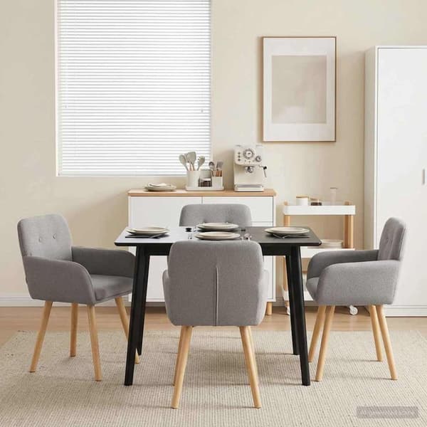 Matstolar 4 pcs Bouclé Ljusgrå 59 x 57 x 85 cm