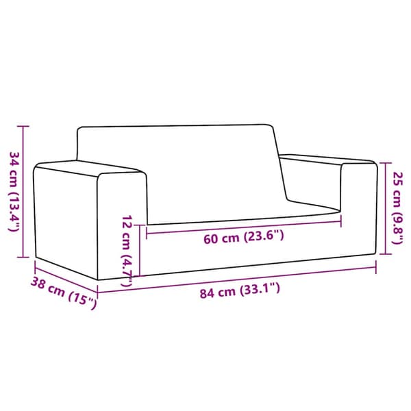 Barnsoffa 2-sits blå mjuk plysch