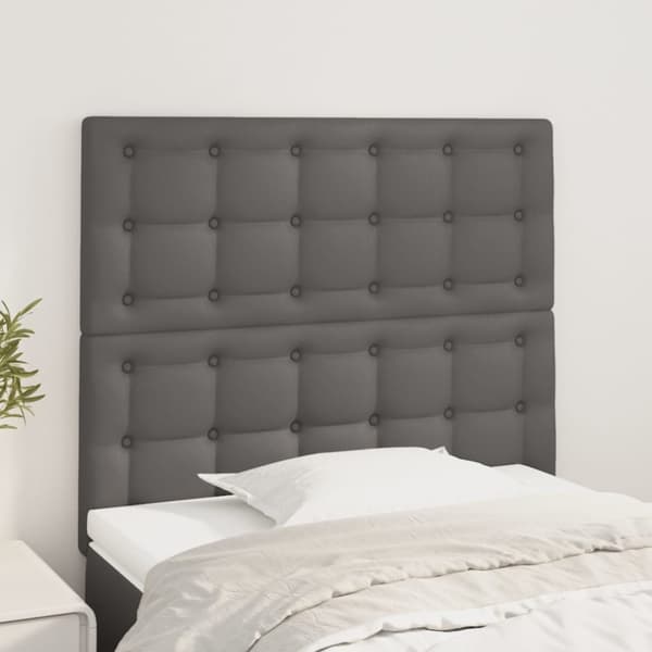 Sänggavel grå 80x5x118/128 cm konstläder