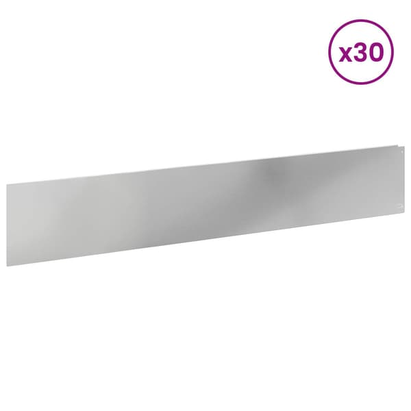 Kant för gräsmatta 30 pcs 100 x 18 cm Stål Silver