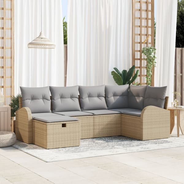 Trädgårdsoffset 6 st Beige konstrotting