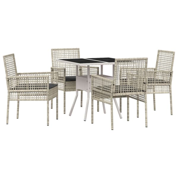 Trädgårdsmöbelset 5 pcs Ljusgrå konstrotting