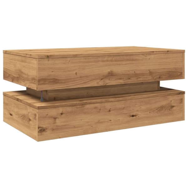 Soffbord med LED ek 90x50x40 cm