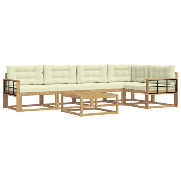 Utomhussoffset 6 pcs Vit och grädde 79 x 79 x 37 cm Polyester