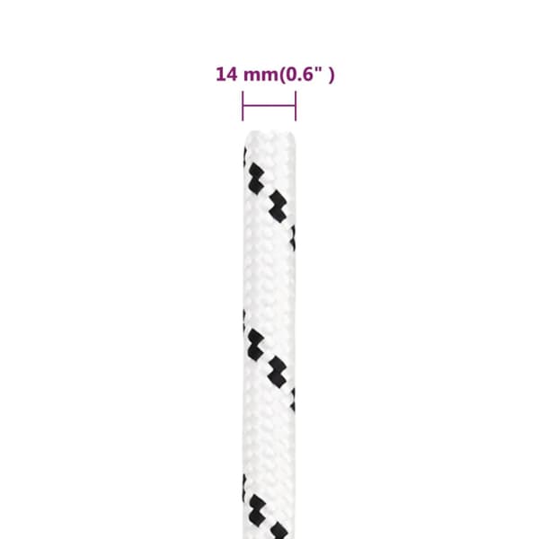 Båtlina flätad vit 14 mm x 25 m polyester