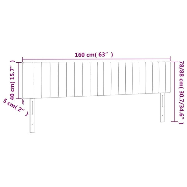 Sänggavel LED mörkblå 160x5x78/88 cm sammet