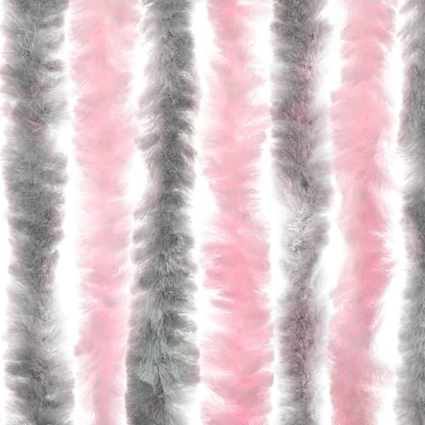 Insektsgardin silvergrå och rosa 90x200 cm chenille