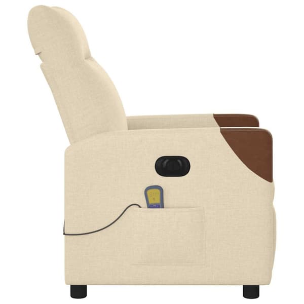 Elektrisk massagefåtölj gräddvit tyg