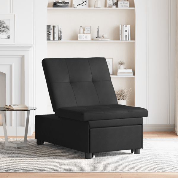 Pull Out Sofa Bed Svart 194 x 67 x 82 cm Mikrofiber