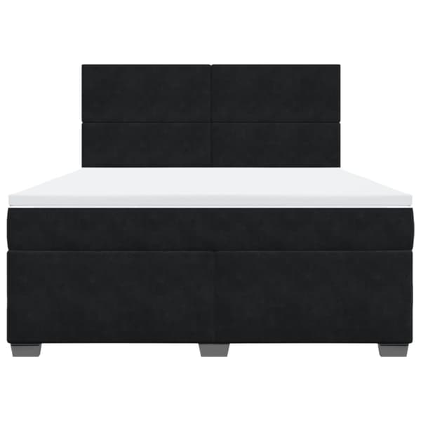 Ramsäng med madrass svart 180x200 cm sammet