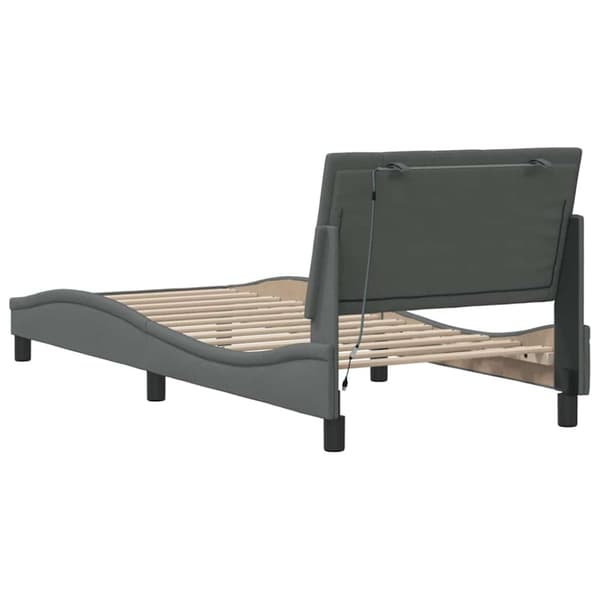 Bed Frame without Mattress "Hanko" Dark Grey 80x200cm Fabric
