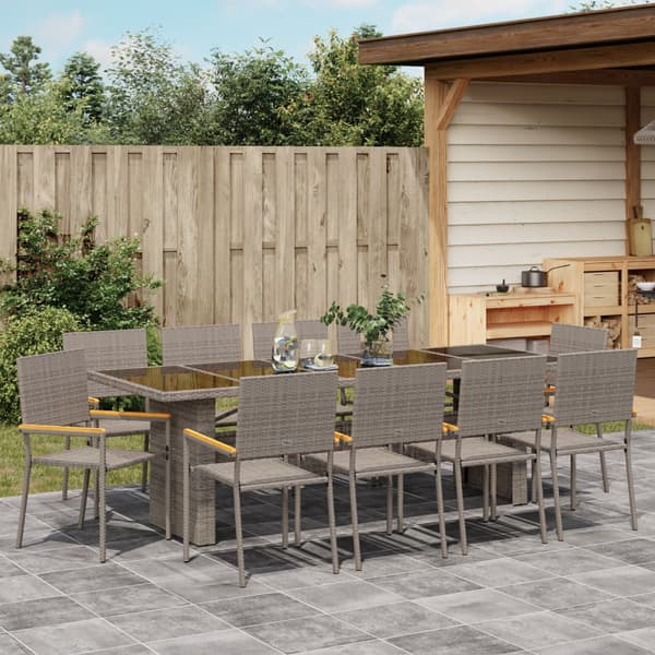 Trädgårdsmöbelset 11 pcs Grå konstrotting