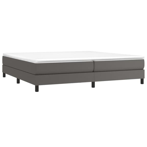 Boxspring-sängram grå 200x200 cm konstläder