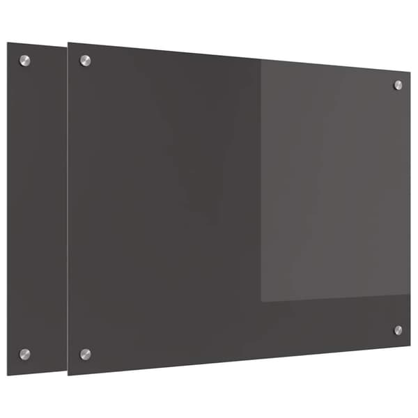 Köksskydd 2 pcs Mörkgrå 80 x 60 cm härdat glas