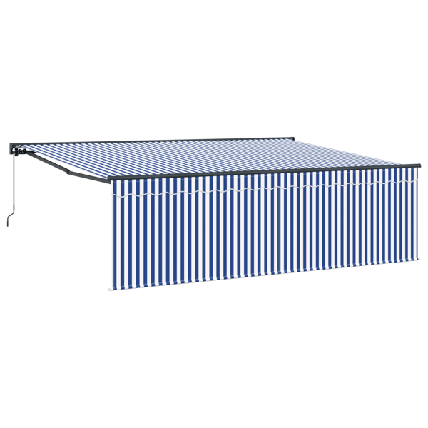 Utfällbar markis Blå och Vit 400 × 300 cm