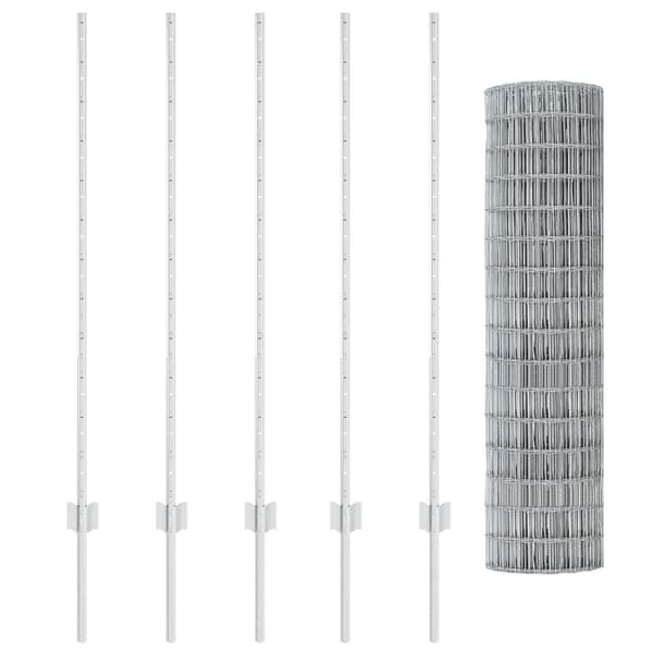 Stängsel med stolpe Silver 1,2 x 10 m Stål