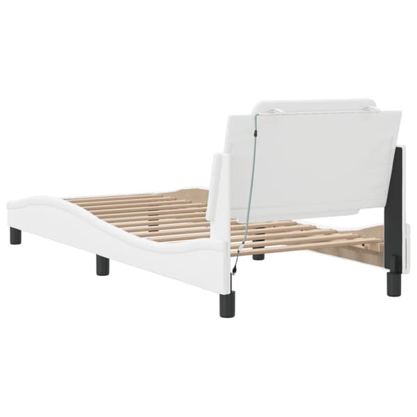 Bed Frame with LED without Mattress "Zadar" White 90x190 cm