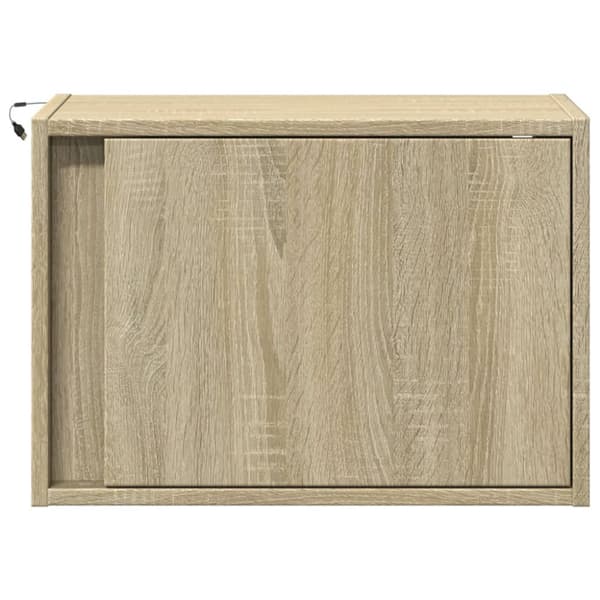 Väggmonterade sängbord med LED-lampor 2 st sonoma-ek