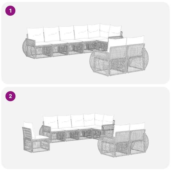 Trädgårdsoffset 8 pcs Grå och mörkgrå konstrotting