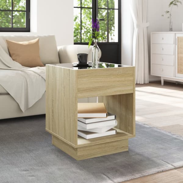 Soffbord med Infinity LEDs sonoma-ek 40x40x50 cm