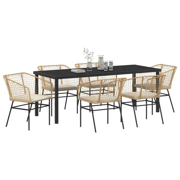 Trädgårdsmöbelset 7 pcs Brun konstrotting