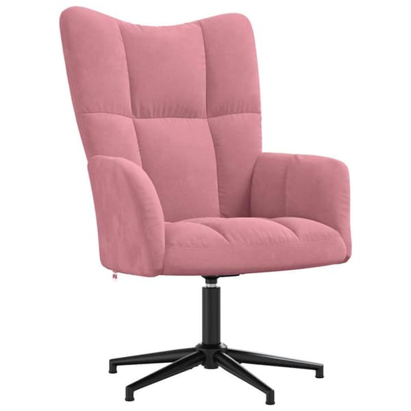 Vilstol med fotpall rosa sammet