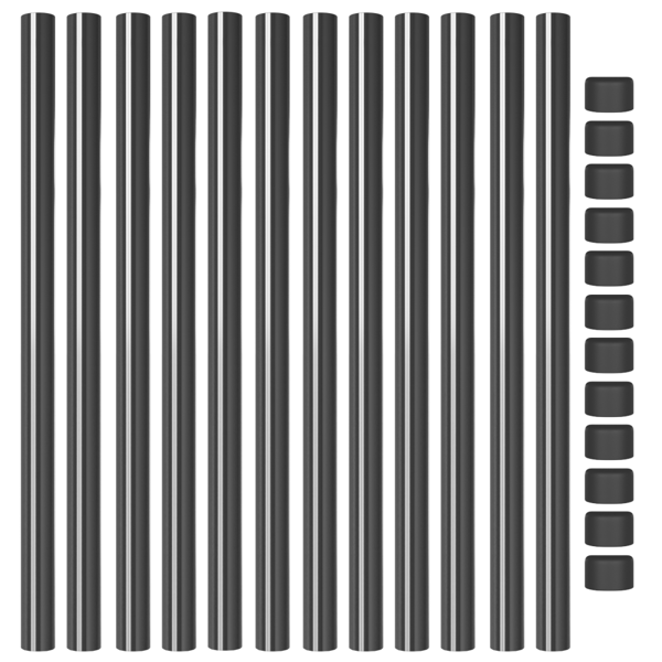 Stängselstolpe 12 pcs Grå 70 cm Pulverlackerad stål