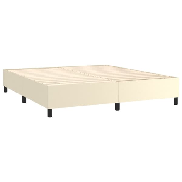 Boxspring-sängram gräddvit 160x200 cm konstläder
