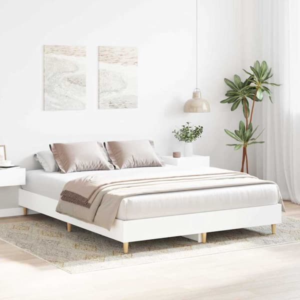 Sängram 2 pcs Vit 152 x 203 cm Konstruerat trä