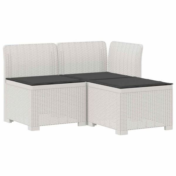 3-sits trädgårdsoffa med kuddar Rattan-look PP Vit