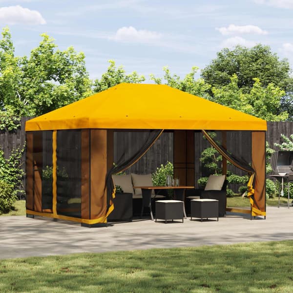 Paviljong 4 × 3 m Gul Polyester och Stål 190