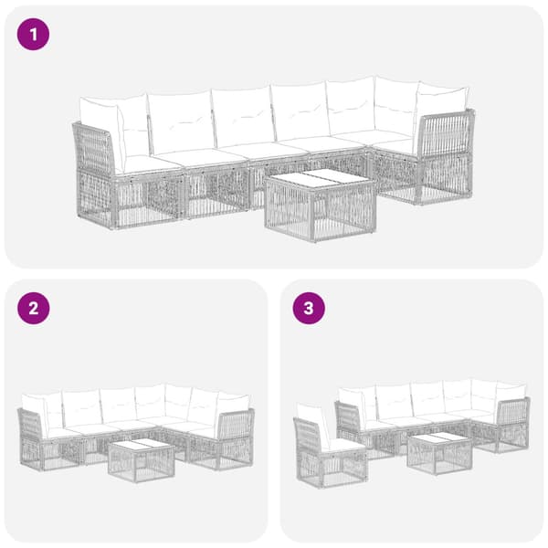 Trädgårdsoffset 7 pcs Grå konstrotting