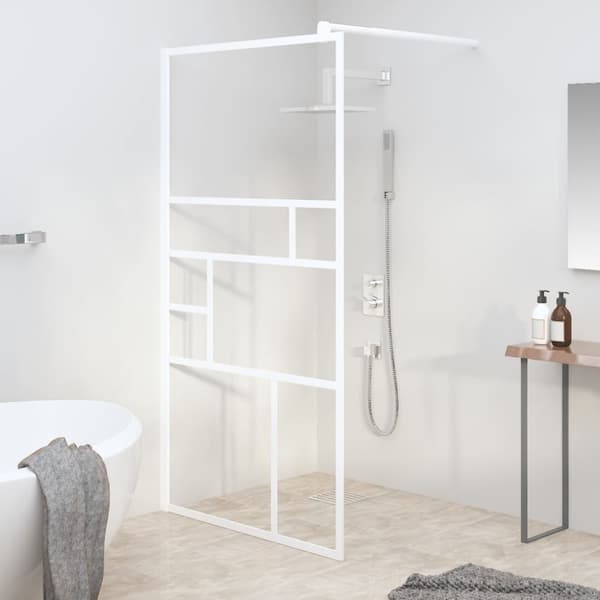 Duschvägg 100x195 cm ESG-glas vit