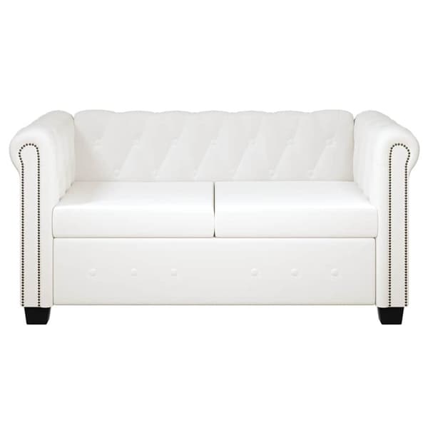 Chesterfield 2-sits konstläder vit