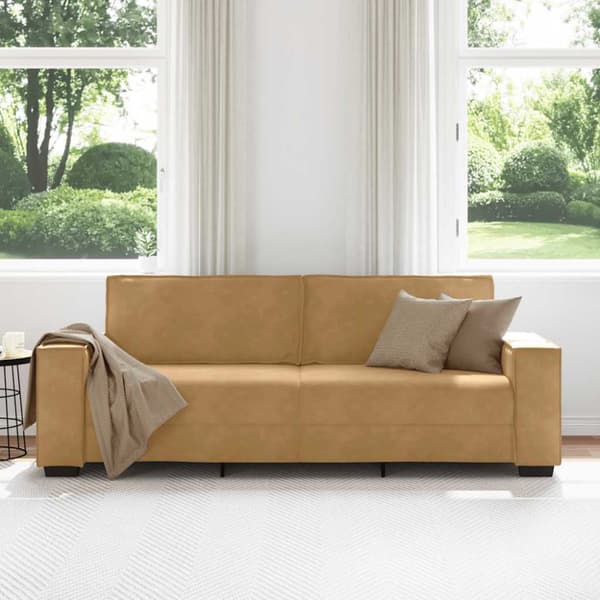 3-sitssoffa brun 220x78x84 cm sammet
