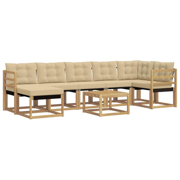 Utomhussoffset med kudde 8 pcs Vit och Beige
