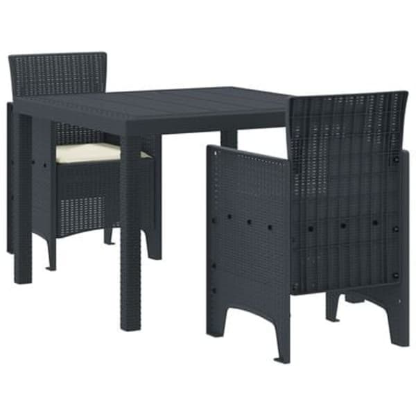 Trädgårdsmöbelset 3 pcs Antracit Polypropylen