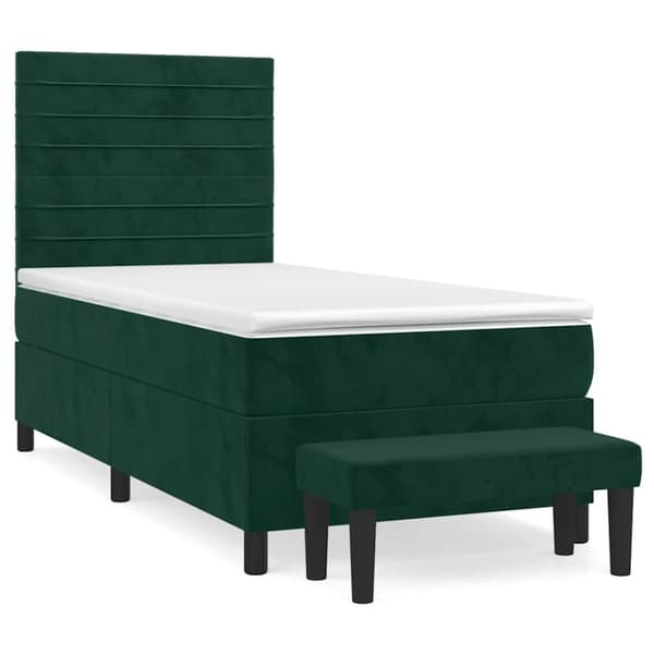 Ramsäng med madrass mörkgrön 90x200 cm sammet