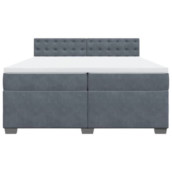 Ramsäng med madrass mörkgrå 200x200 cm sammet