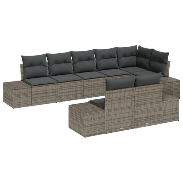 Trädgårdsoffset med lagring 8 pcs Grå Poly rattan