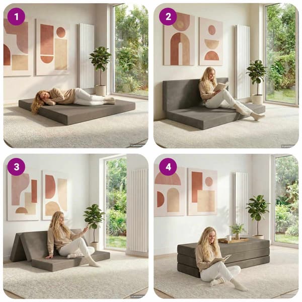 Fällbar Soffbed 120 x 67 x 45 cm Ljusgrå