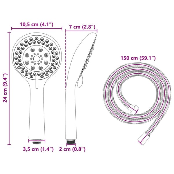 Duschhuvud Set Krom 150 cm Rostfritt stål