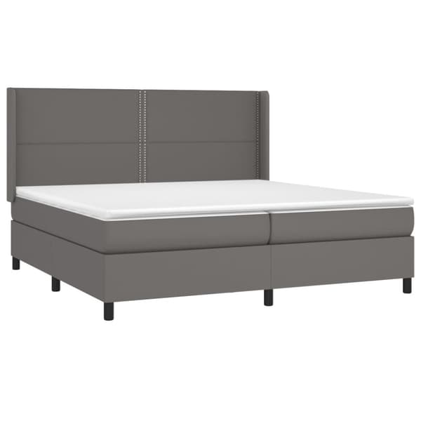 Ramsäng med madrass grå 200x200 cm konstläder